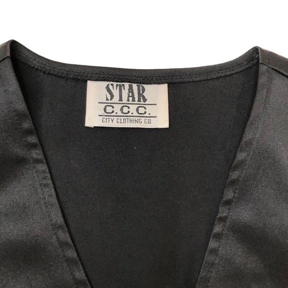 Vtg Star C.C.C. Black Silky Polyester Spandex Dressy Vest, Classy Western Wear - Picture 4 of 6
